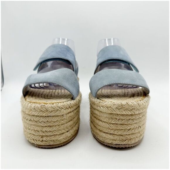 Jeffrey‎ Campbell Light Blue Suede Espadrille Platform Wedge Sandal Size 9 - Picture 5 of 14
